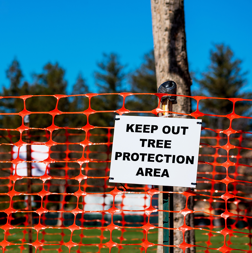 Worksite signage and tree protection sign from Ferguson Waterworks.