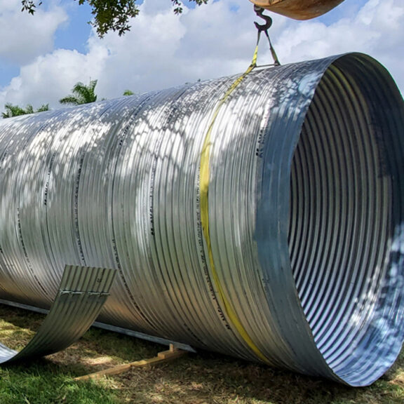 Large-diameter corrugated metal drainage pipe for high-flow stormwater applications