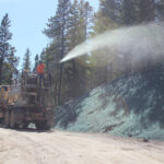 Testing biotic soil applications on a slope in White River National Forest with hydro application