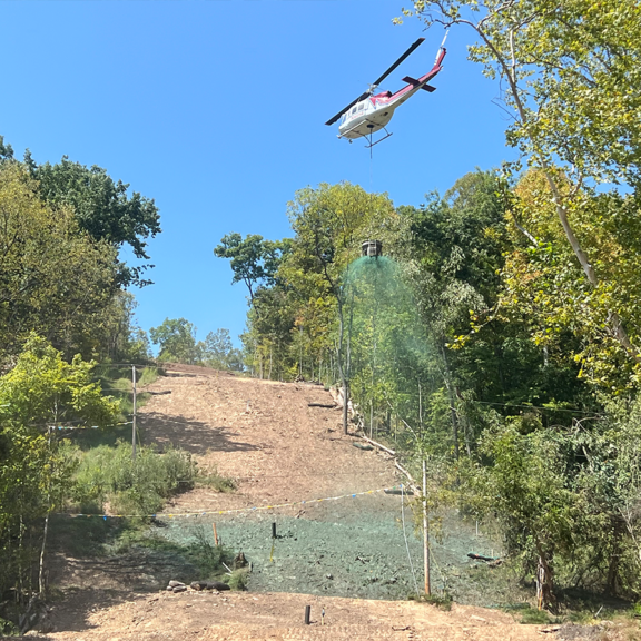 Helicopter hydroseeding in West Virginia